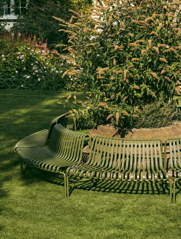 HAY Palissade Park matbänk, ut-ut, set om 2, oliv