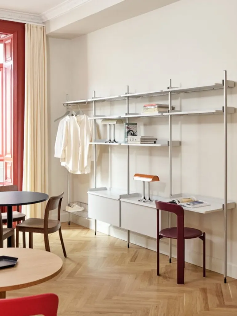 HAY Pier System 11 hylla, 1 kolumn, PS vit - aluminium