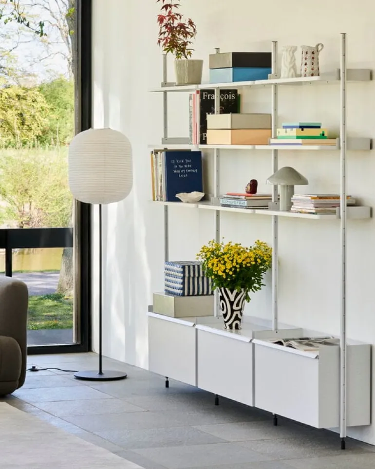 HAY Pier System 133 hylla, 3 kolumner, PS vit - aluminium