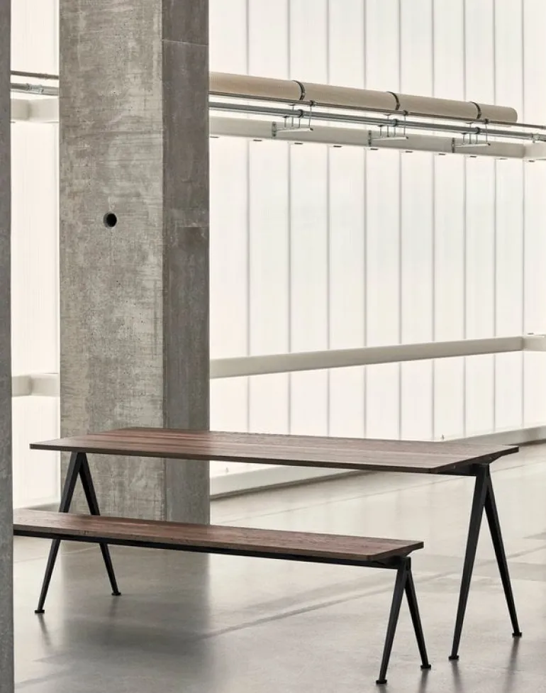 HAY Pyramid bord 02, 190 x 85 cm, svart - rökt ek