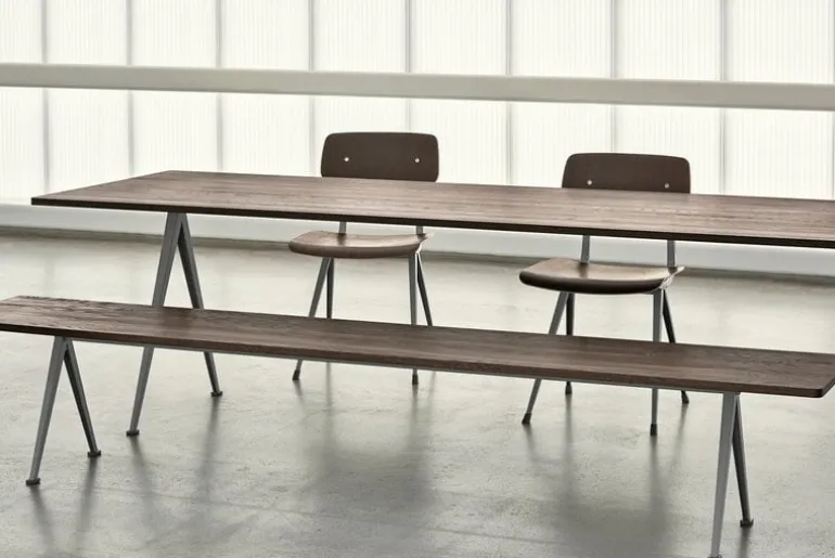 HAY Pyramid bord 02, 190 x 85 cm, beige - rökt ek