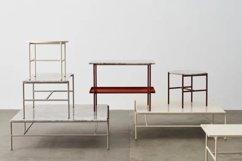 HAY Rebar sidobord 45 cm, alabaster - beige marmor