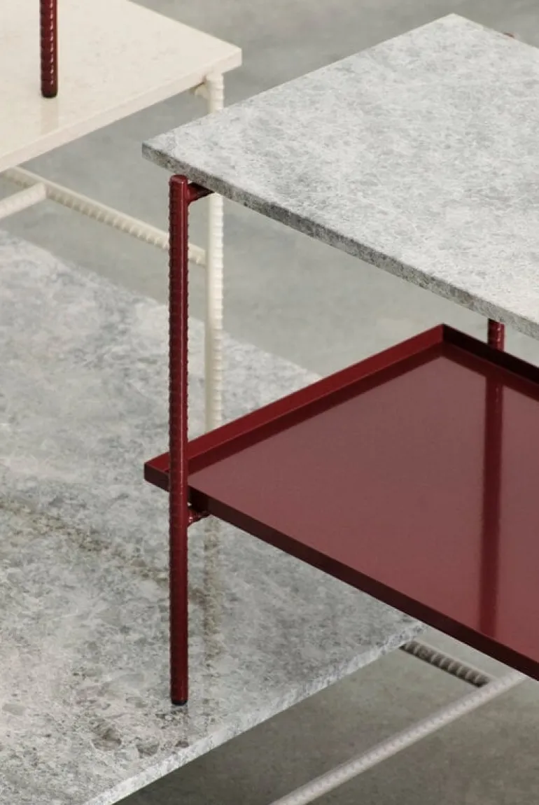 HAY Rebar sidobord, 75 x 44 cm, ladugårdsröd - grå marmor