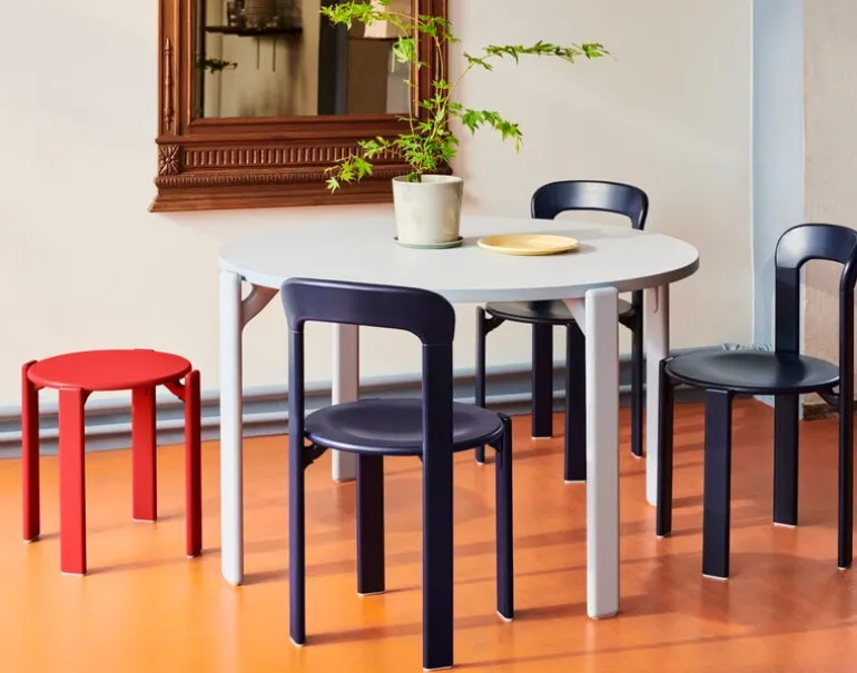 HAY Rey bord, 128 cm, skifferblå - guld