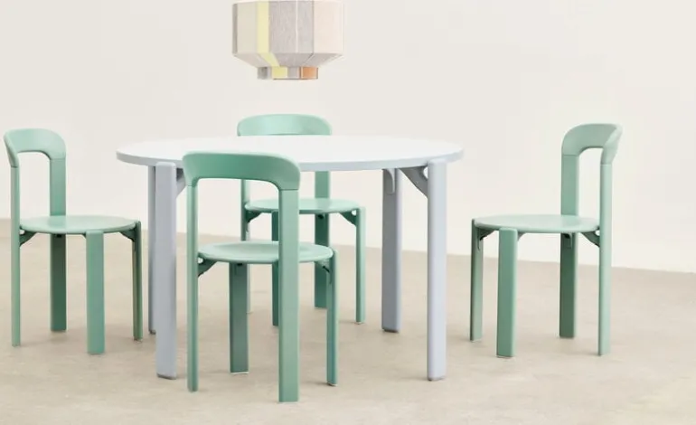 HAY Rey bord, 128 cm, skifferblå - guld