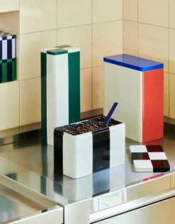 HAY Tin behållare, smal, grön - off-white