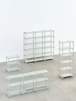 HAY Woody 2.0 hylla, hög, rökmålad grå bok - rökmålad grå stål