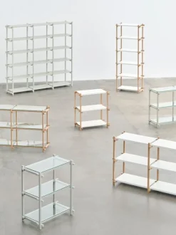 HAY Woody 2.0 hylla, hög, rökmålad grå bok - rökmålad grå stål