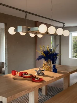 Hem Knuckle Linear ljuskrona, borstat aluminium