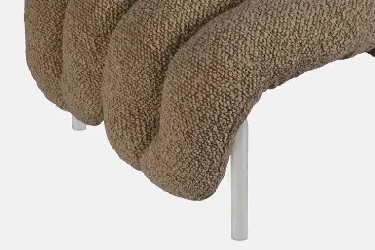 Hem Puffy pall, sågspån bouclé - rostfritt stål