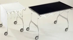 Kartell Battista hopfällbar serveringsvagn/sidobord, vit - krom