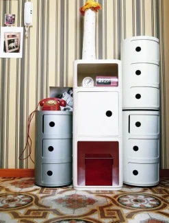 Kartell Componibili förvaringsmöbel, 3 moduler, silver