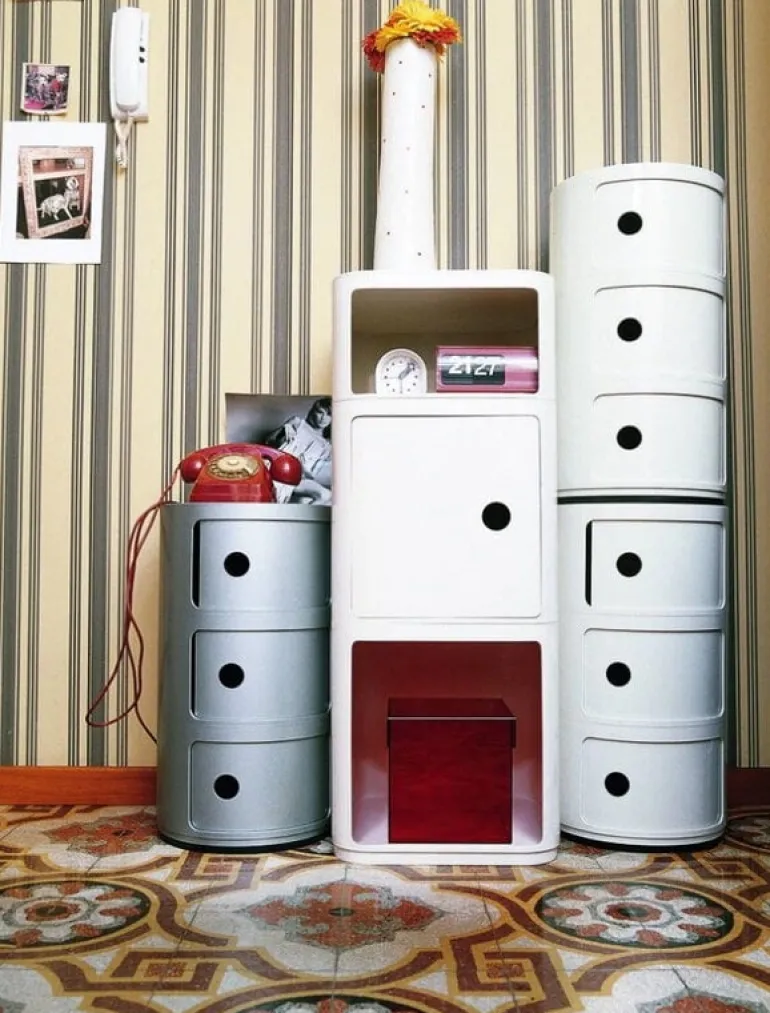 Kartell Componibili förvaringsmöbel, 3 moduler, silver