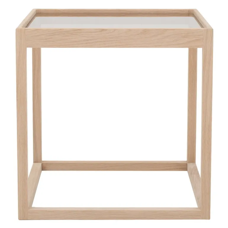 Klassik Studio Cube bord, såpad ek - rökfärgat glas