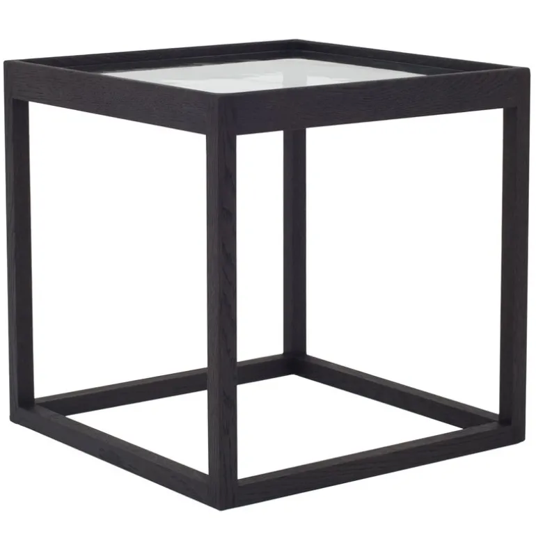 Klassik Studio Cube bord, svart - rökfärgat glas
