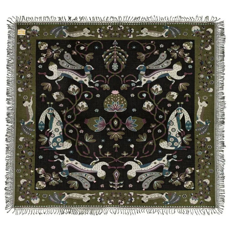 Klaus Haapaniemi & Co. Rabbit filt, 180 x 200 cm, skog