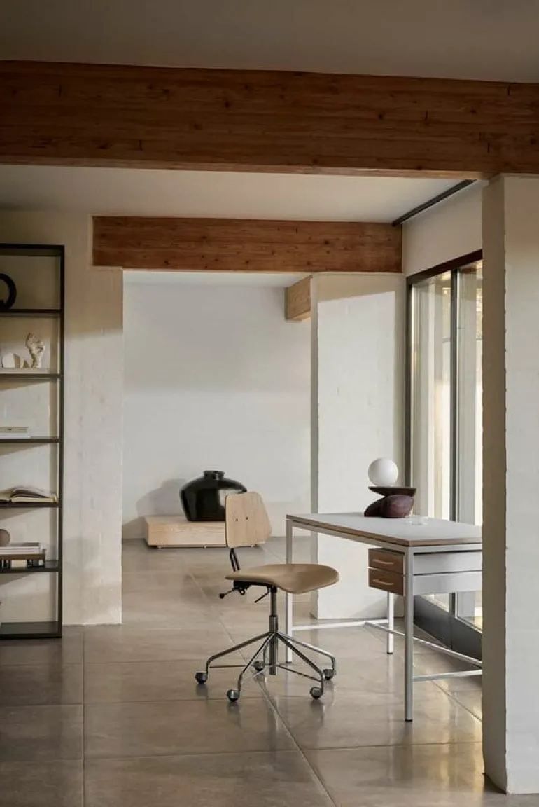 Labofa Heritage 65 skrivbord, 2 lådor, grått linoleum - ek - vit