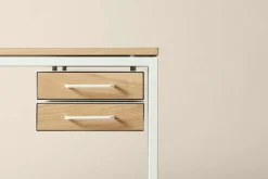 Labofa Heritage 65 skrivbord, 2 lådor, grått linoleum - ek - vit