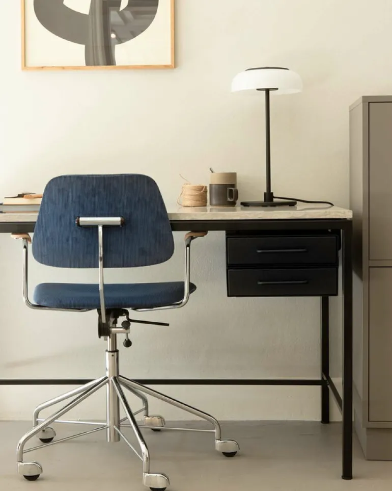 Labofa Heritage 65 skrivbord, 2 lådor, Thala-kalksten - svart