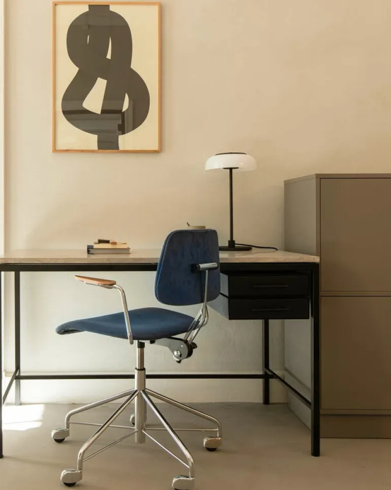 Labofa Heritage 65 skrivbord, 2 lådor, Thala-kalksten - svart