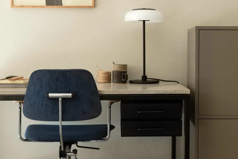 Labofa Heritage 65 skrivbord, 2 lådor, Thala-kalksten - svart