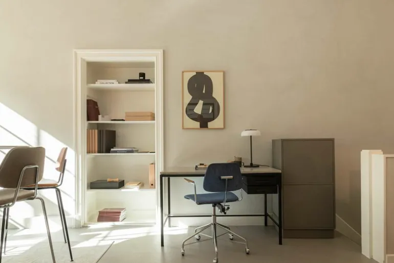 Labofa Heritage 65 skrivbord, 2 lådor, Thala-kalksten - svart