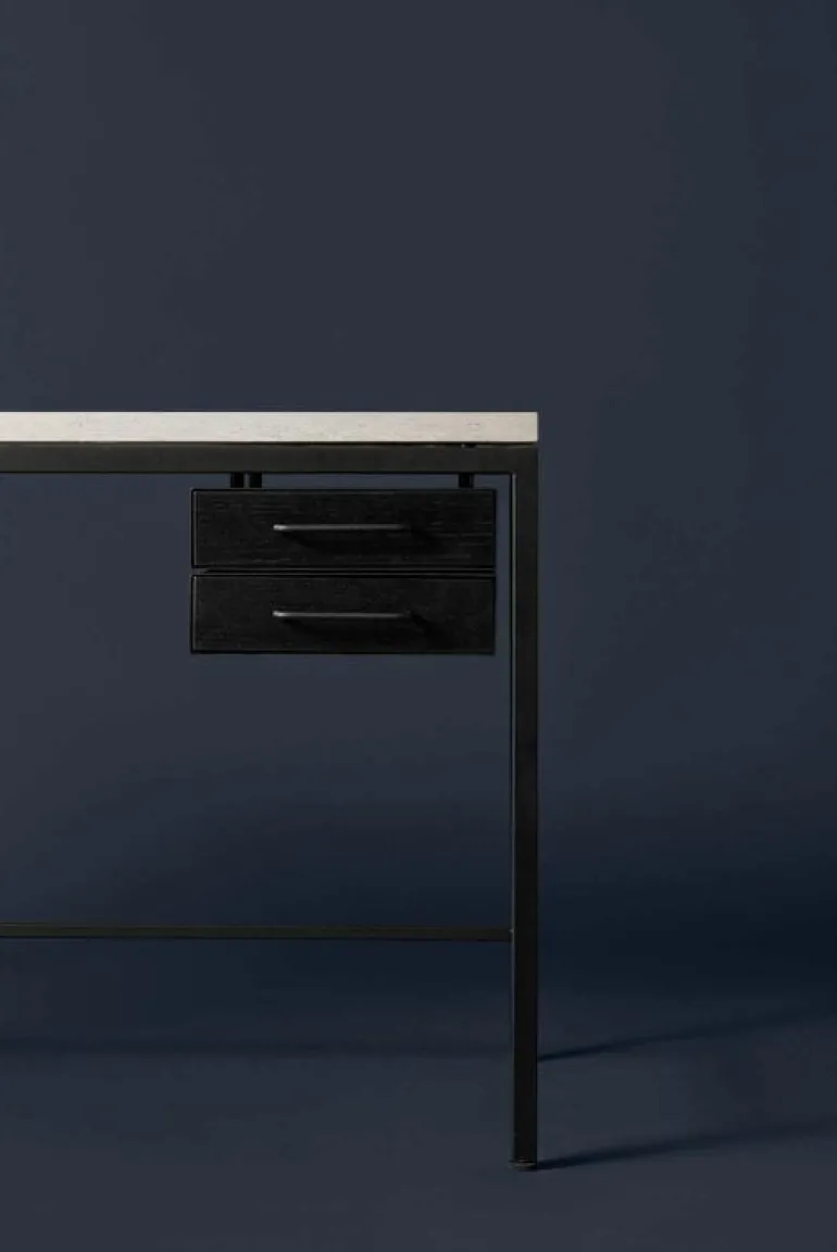 Labofa Heritage 65 skrivbord, 2 lådor, Thala-kalksten - svart