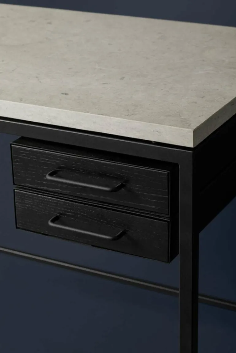 Labofa Heritage 65 skrivbord, 2 lådor, Thala-kalksten - svart