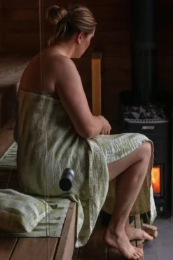 Lapuan Kankurit Hohto sittunderlag för bastu, 46 x 60 cm, vit - grön