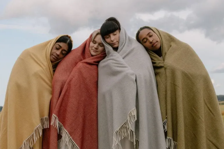 Lapuan Kankurit Lepo filt, 135 x 180 cm, vit - grå