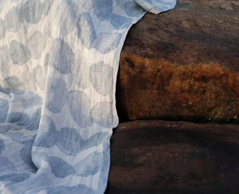 Lapuan Kankurit Sade stort badlakan, vitt - blått