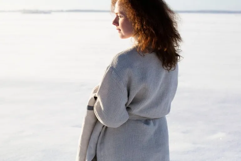 Lapuan Kankurit Terva morgonrock, vit - linne