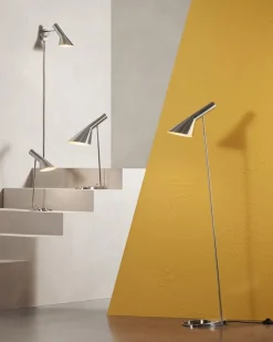 Louis Poulsen AJ golvlampa, polerat rostfritt stål