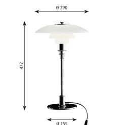 Louis Poulsen PH 3/2 bordslampa, krompläterad