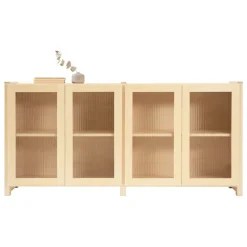 Lundia Classic sideboard med ribbade glasdörrar, natur