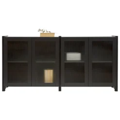 Lundia Classic sideboard med ribbade glasdörrar, svartlackerad