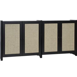 Lundia Classic sidobord med rottingdörrar, svartlackat