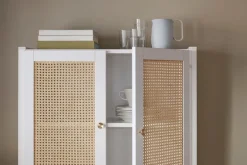 Lundia Classic skåp med rottingdörrar, 84 x 149 cm, vitlackat