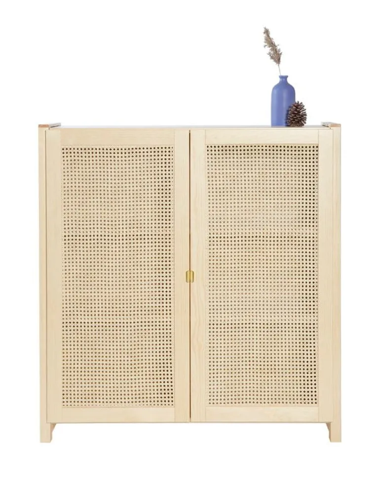 Lundia Classic skåp med rottingdörrar, 104 x 109 cm, naturell