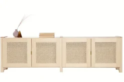 Lundia Classic tv-bänk med rottingdörrar, naturell