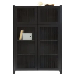 Lundia Classic vitrinskåp, ribbat glas, 104 x 149 cm, svartlackerat