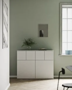 Lundia Fuuga skåp, 128 cm, stora och små dörrar, vit