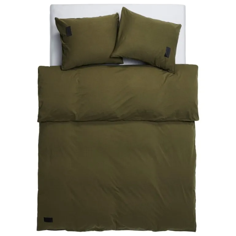 Magniberg Nude Jersey påslakanset, tvättad armégrön