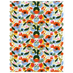 Marimekko Hattarakukka bomullspanama-tyg, vit - tomat - ljusblå