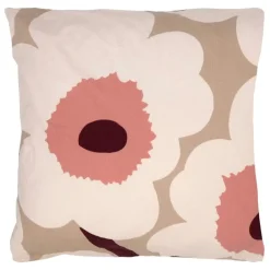 Marimekko Unikko kuddfodral, 50 x 50 cm, beige - linne - rosé