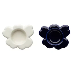 Marimekko Unikko, ljusstake, 2-pack, koboltblå - vit