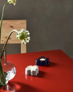 Marimekko Unikko, ljusstake, 2-pack, koboltblå - vit