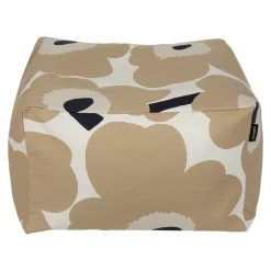 Marimekko Unikko Puffi sittpuff/fotpall, naturvit - beige - mörkblå