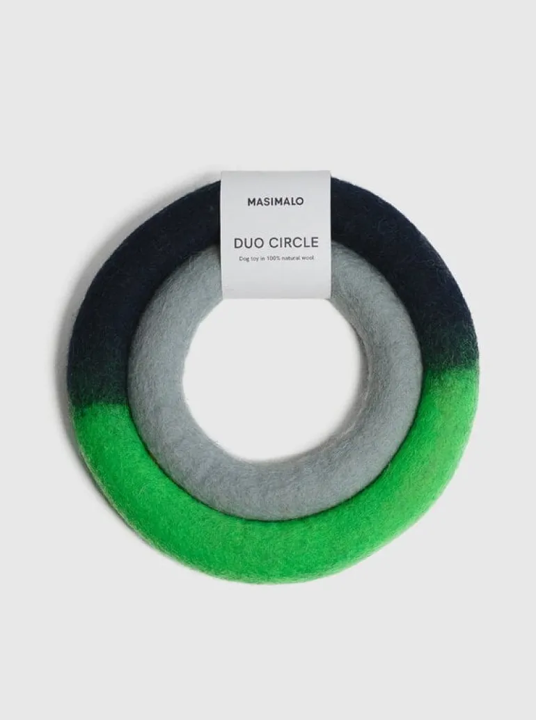 Masimalo Duo Circle hundleksak, neon grön - blå