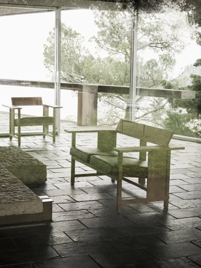 Mattiazzi Clerici tvåsitsig bänk, ek - ljusbrunt läder